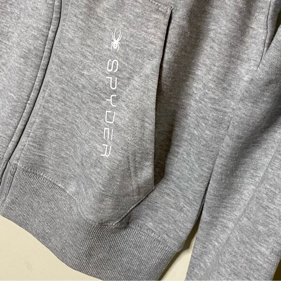 Spyder Gray Hoodie Full Zip Sweater Cotton Polyester Womens Size Medium NWT - Picture 3 of 5